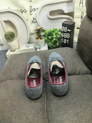 Adidas Gray Burgundy Suede Upper Three-Stripe Side Panel Lifestyle Sneakers 8