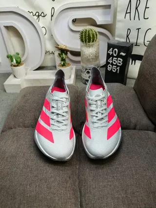 Adidas Gray Red Engineered Mesh Upper Sculpted Platform Midsole Running Shoes 10