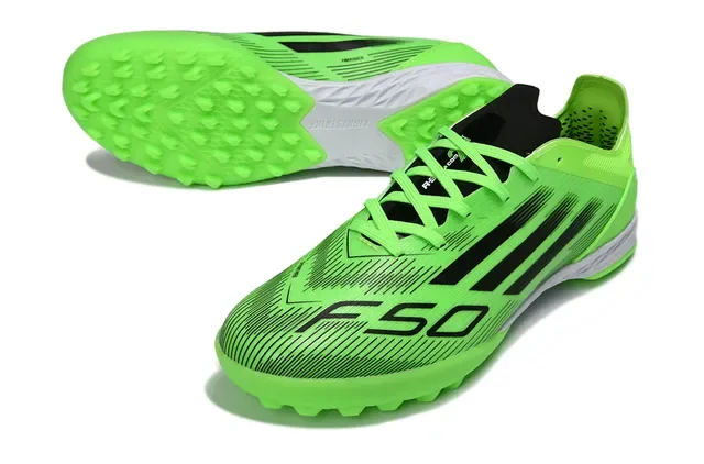Adidas Green Black Low-Cut Synthetic Upper Three Stripes Turf Soccer Shoes 4