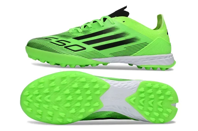 Adidas Green Black Low-Cut Synthetic Upper Three Stripes Turf Soccer Shoes 6