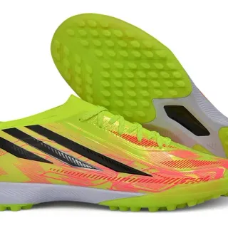 Adidas Hyperfast 霓虹黄粉色草皮足球鞋