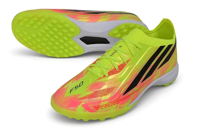 Adidas Hyperfast Jaune Néon Rose Gazon Chaussures de Football 5