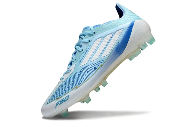Adidas Messi Bleu Clair Blanc Textile Chaussures de football pour sol ferme 3