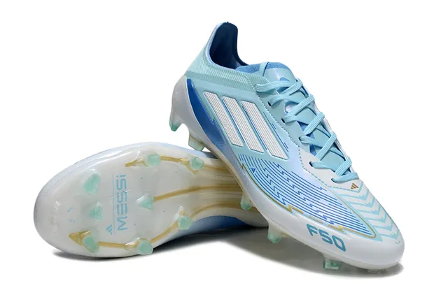 Adidas Messi Bleu Clair Blanc Textile Chaussures de football pour sol ferme 4