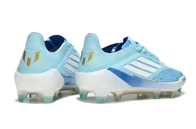 Adidas Messi Bleu Clair Blanc Textile Chaussures de football pour sol ferme 5