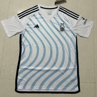 Adidas Nottingham Forest Wavy Stripe White and Light Blue Jersey
