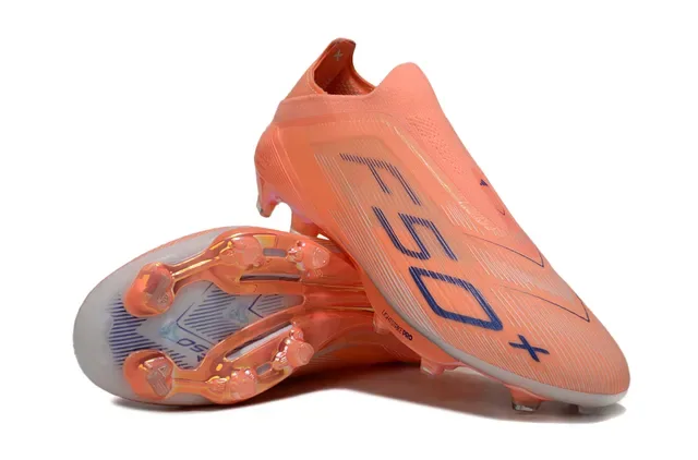 Adidas Chaussures de football orange bleu low-cut sock-fit upper semelle TPU translucide surface ferme 4