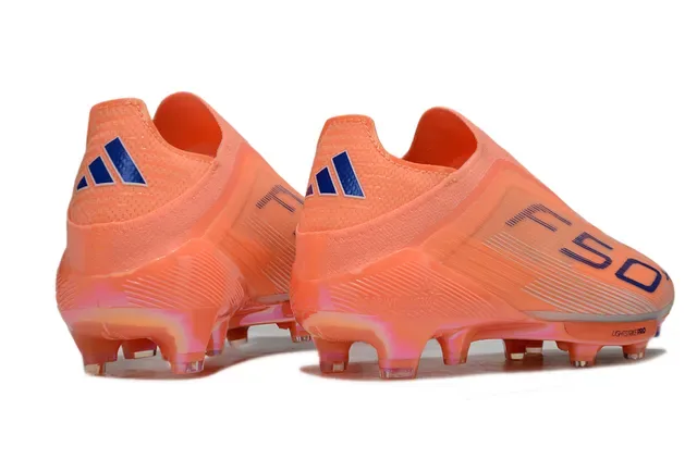 Adidas Chaussures de football orange bleu low-cut sock-fit upper semelle TPU translucide surface ferme 5