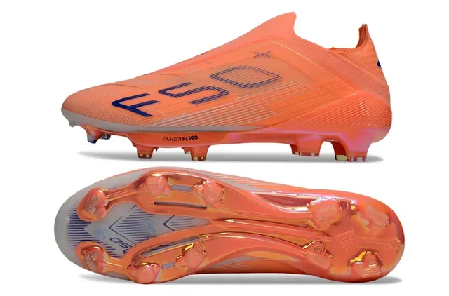Adidas Chaussures de football orange bleu low-cut sock-fit upper semelle TPU translucide surface ferme 6