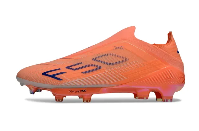Adidas Chaussures de football orange bleu low-cut sock-fit upper semelle TPU translucide surface ferme 7