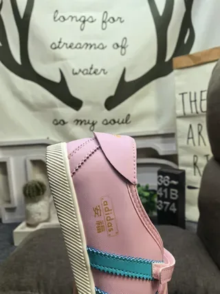 Adidas Pink Blue Laceless Hook-and-Loop Strap Sneakers 23
