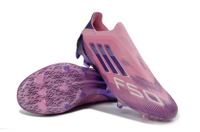 Adidas Chaussures de football avec upper rose violet dégradé ajustement chaussette terrain ferme 4