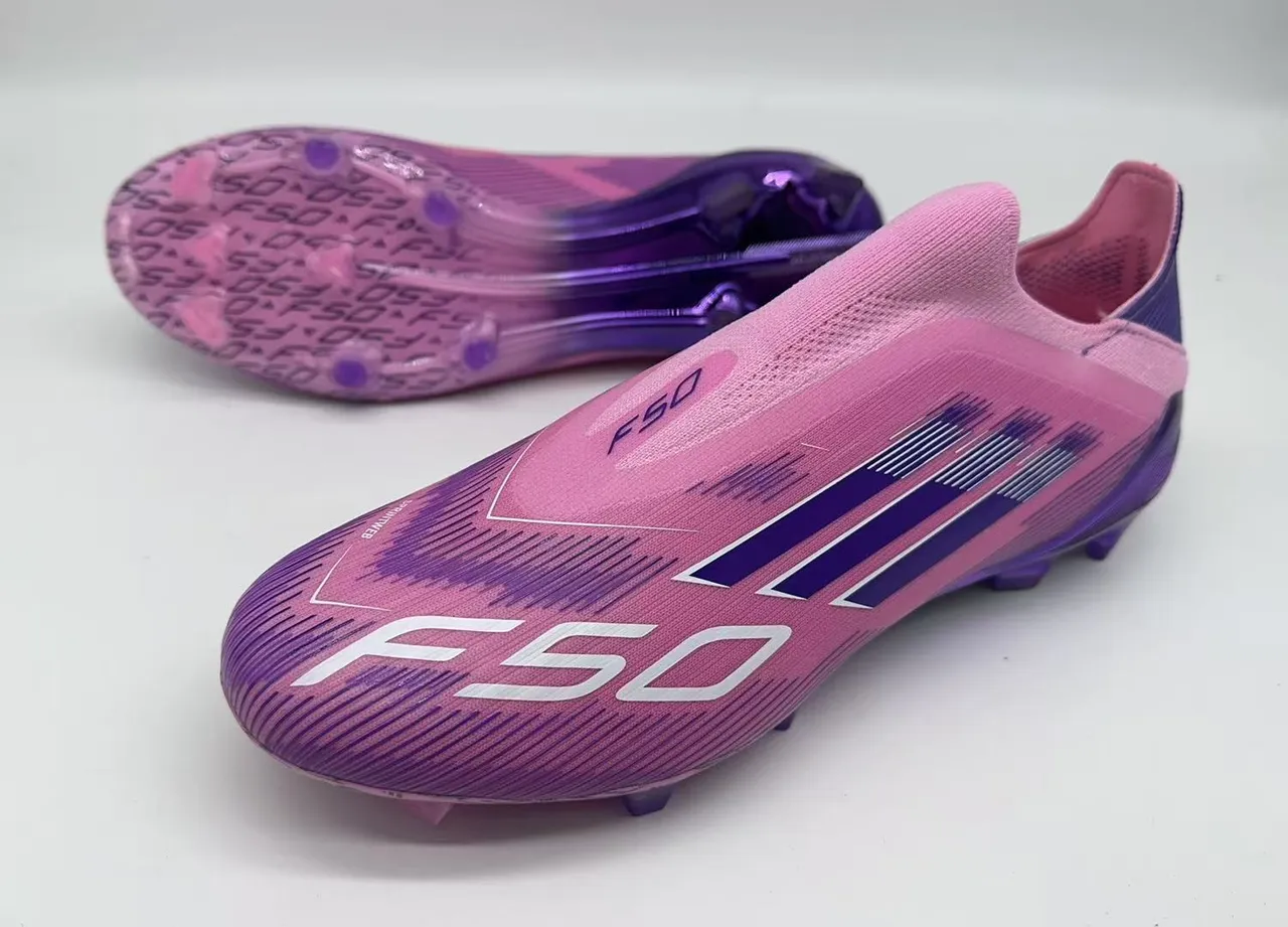 Adidas Chaussures de football avec upper rose violet dégradé ajustement chaussette terrain ferme 8