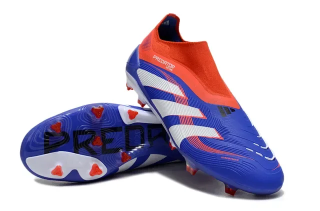 Adidas Predator Sapatos de futebol azul laranja gola tipo meias upper sintético com ribetes para terreno firme 3