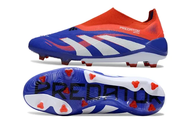 Adidas Predator Sapatos de futebol azul laranja gola tipo meias upper sintético com ribetes para terreno firme 5