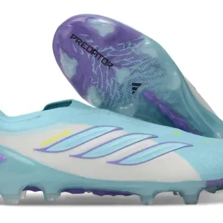 Adidas Predator Azul Morado Sin Cordones Upper Asimétrico 3-Stripes Césped Firme Zapatos de Fútbol