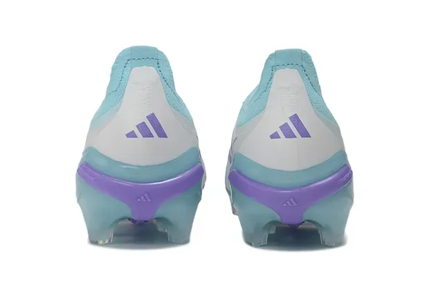 أحذية كرة القدم Adidas Predator أزرق بنفسجي بدون أربطة علوة جورب غير متماثلة 3 شرائط أرضية صلبة 4