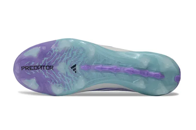 أحذية كرة القدم Adidas Predator أزرق بنفسجي بدون أربطة علوة جورب غير متماثلة 3 شرائط أرضية صلبة 5