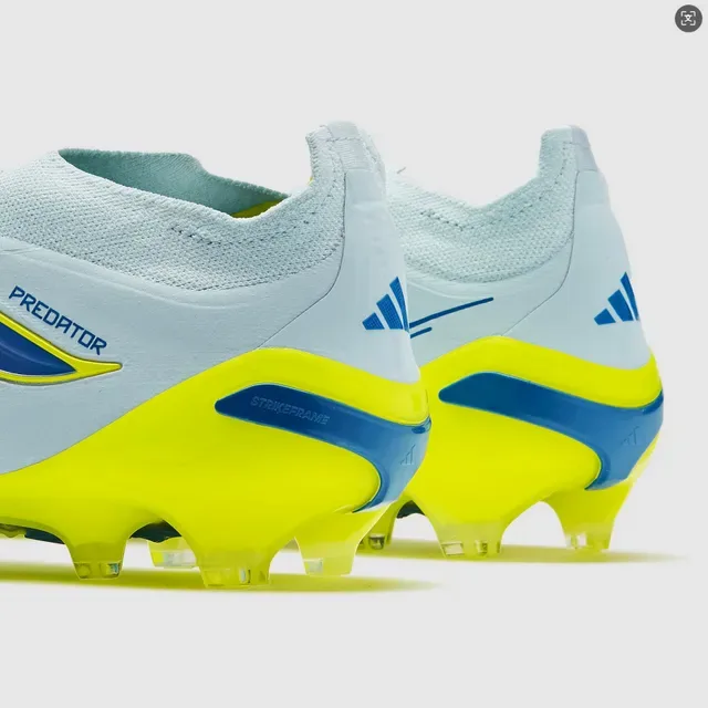 Adidas Predator أزرق أصفر أعلى نسيجي كولار جوارب أرض ثابتة أحذية كرة القدم 3