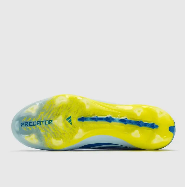 Adidas Predator أزرق أصفر أعلى نسيجي كولار جوارب أرض ثابتة أحذية كرة القدم 4