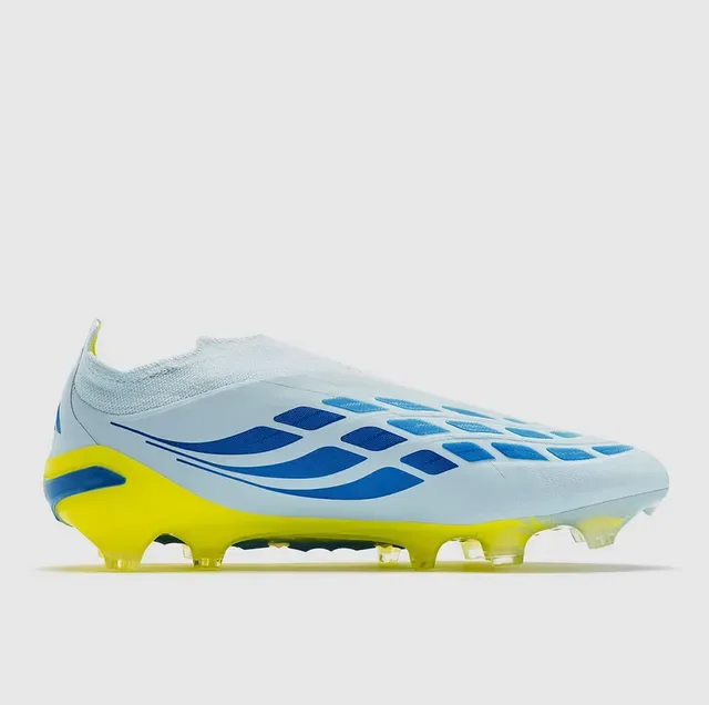 Adidas Predator أزرق أصفر أعلى نسيجي كولار جوارب أرض ثابتة أحذية كرة القدم 5