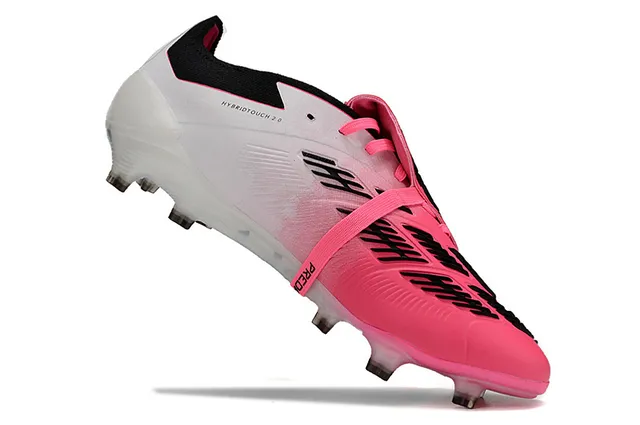 Adidas Predator Rosa Preto cadarço assimétrico jaula sola transparente campo firme sapatos de futebol 2