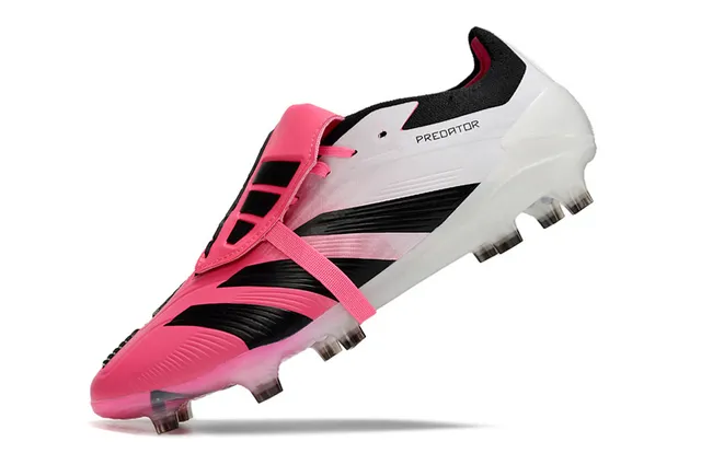 Adidas Predator Rosa Preto cadarço assimétrico jaula sola transparente campo firme sapatos de futebol 3