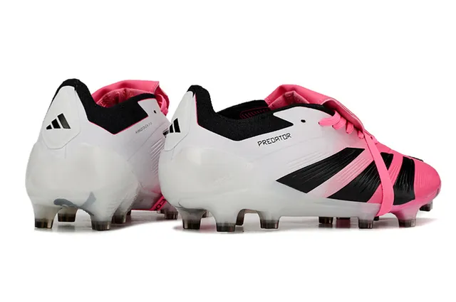 Adidas Predator Rosa Preto cadarço assimétrico jaula sola transparente campo firme sapatos de futebol 5