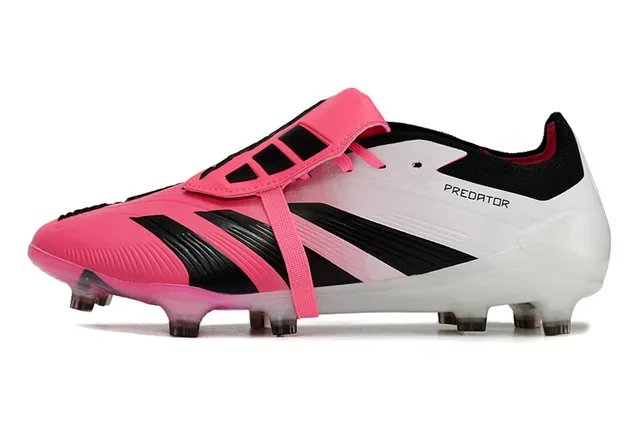 Adidas Predator Rosa Preto cadarço assimétrico jaula sola transparente campo firme sapatos de futebol 7
