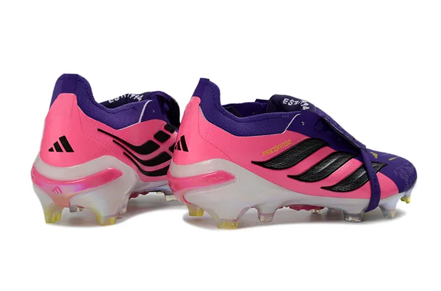 Adidas Predator rosa roxa baixo gola meia cadarço assimétrico solo firme sapatos de futebol 5