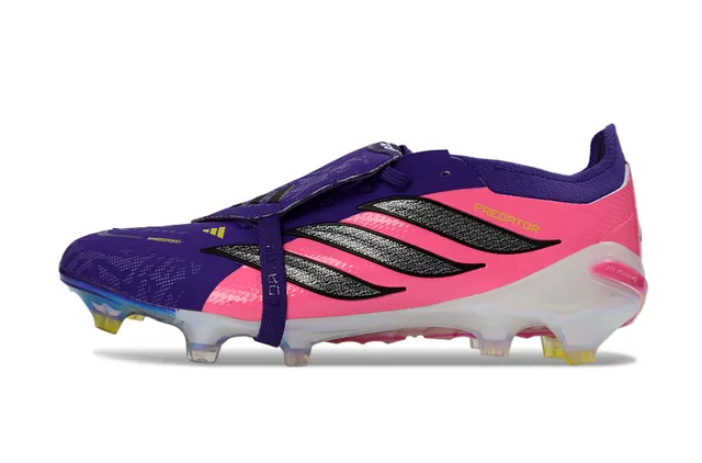 Adidas Predator rosa roxa baixo gola meia cadarço assimétrico solo firme sapatos de futebol 7