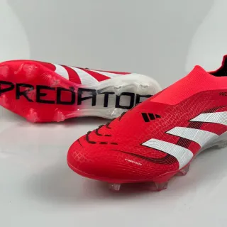 Adidas Predator Rouge Blanc Collet Ajustement Chaussette Texturé Hybrid-Touch Haut Sol Ferme Chaussures de Football