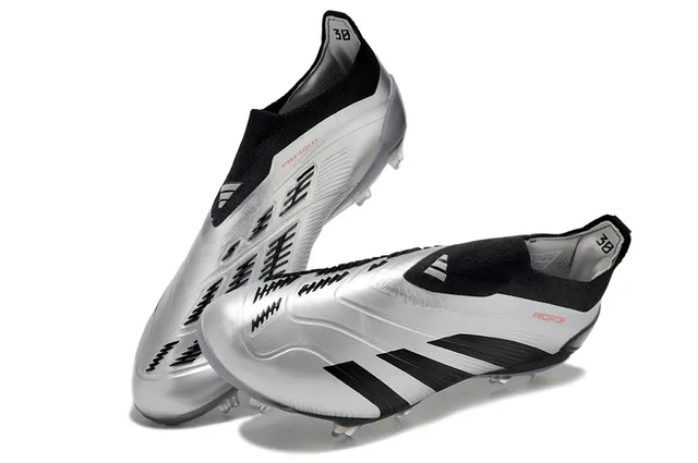 Adidas Predator prata preto solo firme sapatos de futebol 2