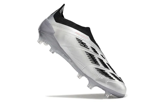 Adidas Predator prata preto solo firme sapatos de futebol 7