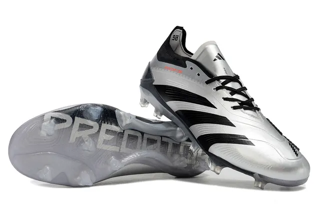 Adidas Predator Silver Black Firm-Ground أحذية كرة القدم 4