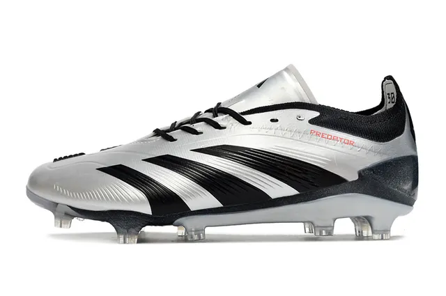 Adidas Predator Silver Black Firm-Ground أحذية كرة القدم 6