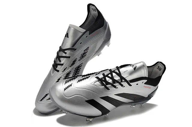 Adidas Predator Silver Black Firm-Ground أحذية كرة القدم 7