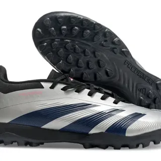 Adidas Predator Silver Navy Coupe basse Tige synthétique Trois bandes Chaussures de football Turf