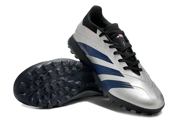 Adidas Predator Silver Navy Low-Cut Synthetic Upper Three Stripes Turf Soccer Shoes 4