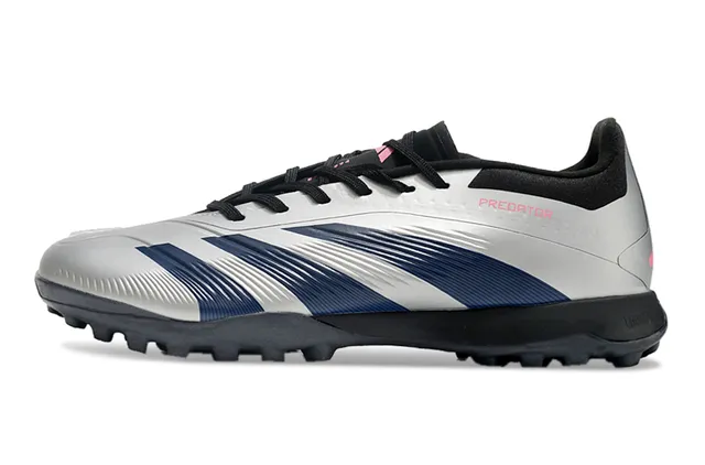 Adidas Predator Silver Navy Low-Cut Synthetic Upper Three Stripes Turf Soccer Shoes 7