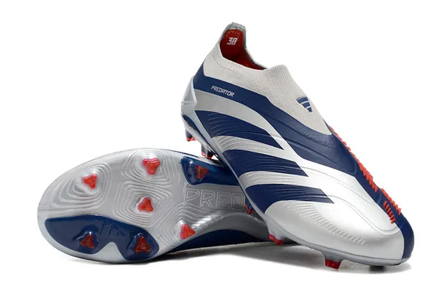 Adidas Predator রূপালি নৌবাহিনী সক-ফিট কলার তিন স্ট্রাইপ ওভারলে ফার্ম-ग्राउंड সকার জুতা 3