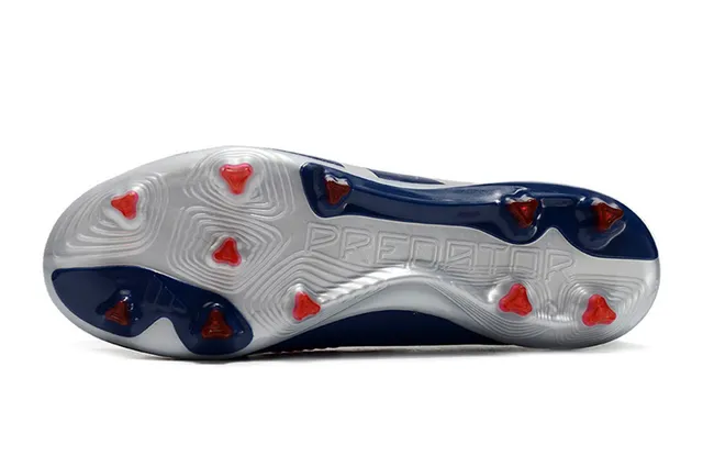Adidas Predator রূপালি নৌবাহিনী সক-ফিট কলার তিন স্ট্রাইপ ওভারলে ফার্ম-ग्राउंड সকার জুতা 6