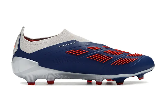 Adidas Predator রূপালি নৌবাহিনী সক-ফিট কলার তিন স্ট্রাইপ ওভারলে ফার্ম-ग्राउंड সকার জুতা 7