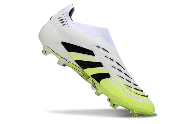 Adidas Predator Branco Verde Baixo Corte Colar Ajustável para Meia Upper Texturizado Cage Solo Firme Sapatos de Futebol 2