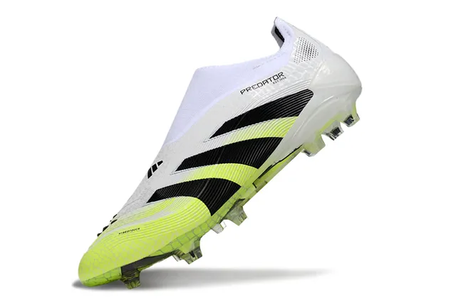 Adidas Predator Branco Verde Baixo Corte Colar Ajustável para Meia Upper Texturizado Cage Solo Firme Sapatos de Futebol 3