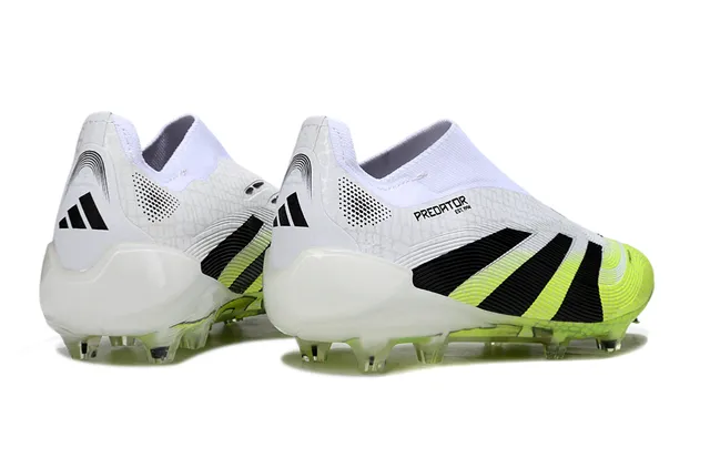 Adidas Predator Branco Verde Baixo Corte Colar Ajustável para Meia Upper Texturizado Cage Solo Firme Sapatos de Futebol 5