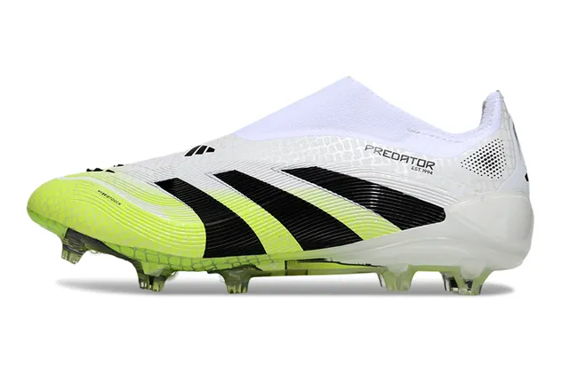 Adidas Predator Branco Verde Baixo Corte Colar Ajustável para Meia Upper Texturizado Cage Solo Firme Sapatos de Futebol 7