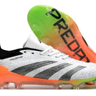 Adidas Predator Blanc Orange Géométrique Partie supérieure Dégradé Semelle Terre ferme Chaussures de football