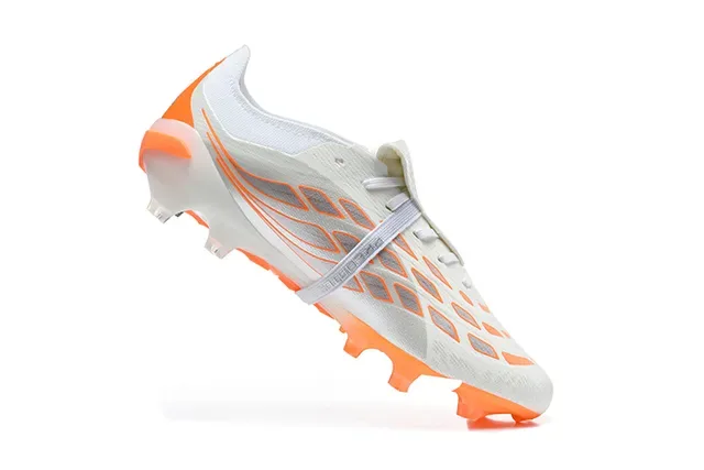 Adidas Predator أحذية كرة القدم أبيض برتقالي منخفضة القطع مع ربطة أحذية مقفلة للأرض الصلبة 3