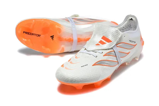 Adidas Predator أحذية كرة القدم أبيض برتقالي منخفضة القطع مع ربطة أحذية مقفلة للأرض الصلبة 6